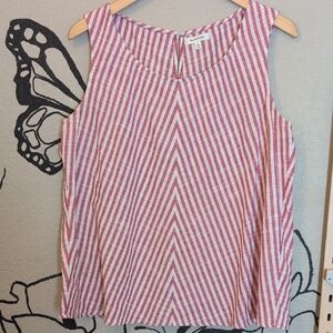 Striped Sleeveless Top - Red and White